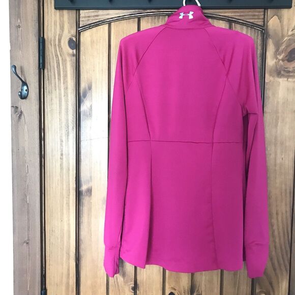 Under Armour All Seasons Gear Pink Track Jacket Mock Neck Size M Semi Fitted EUC - Picture 3 of 9